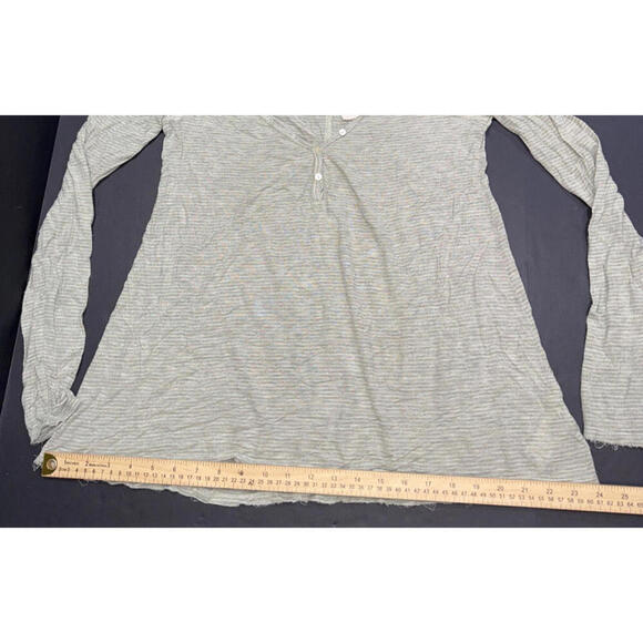 Free People Beach Boho Striped Oversized Dusty Sage Gauze Henley  Long Sleeve Sm - Picture 4 of 14